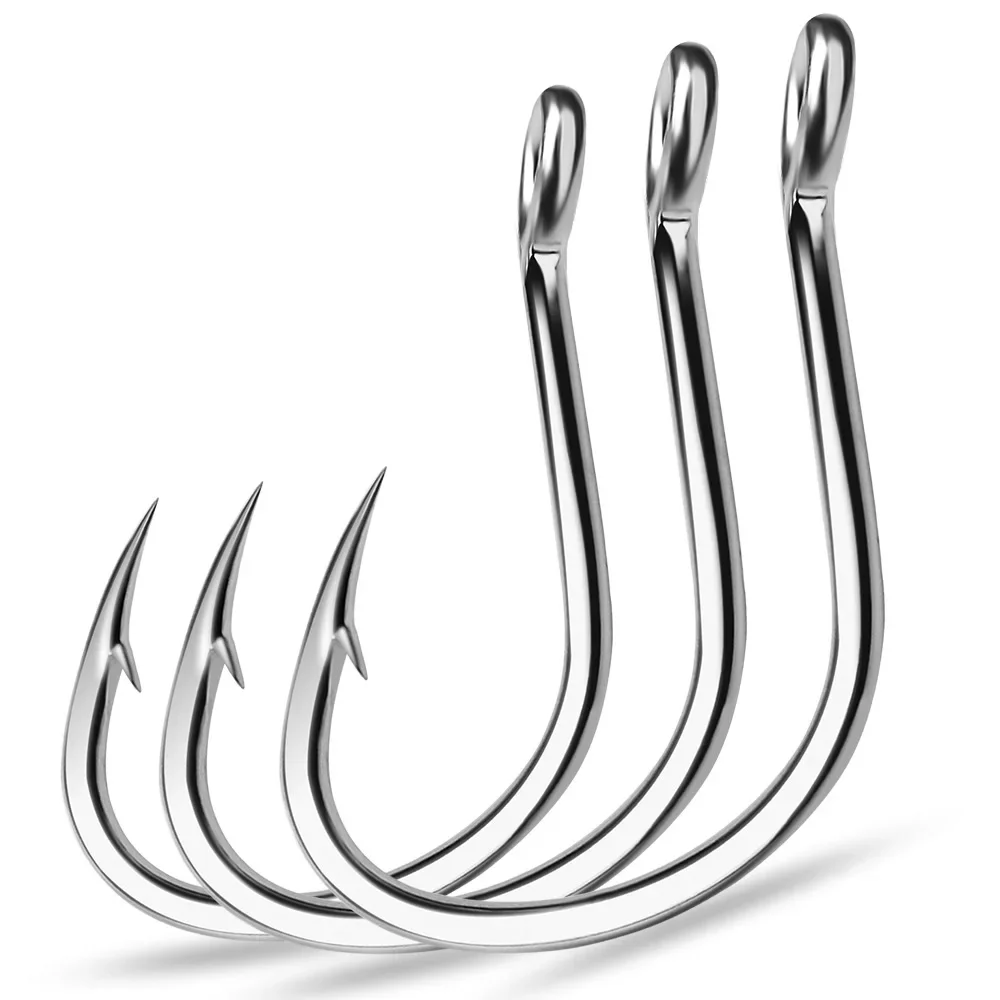 Fishing Hook Barbless - 링 아이 Fishhooks 낚시 후크 실버