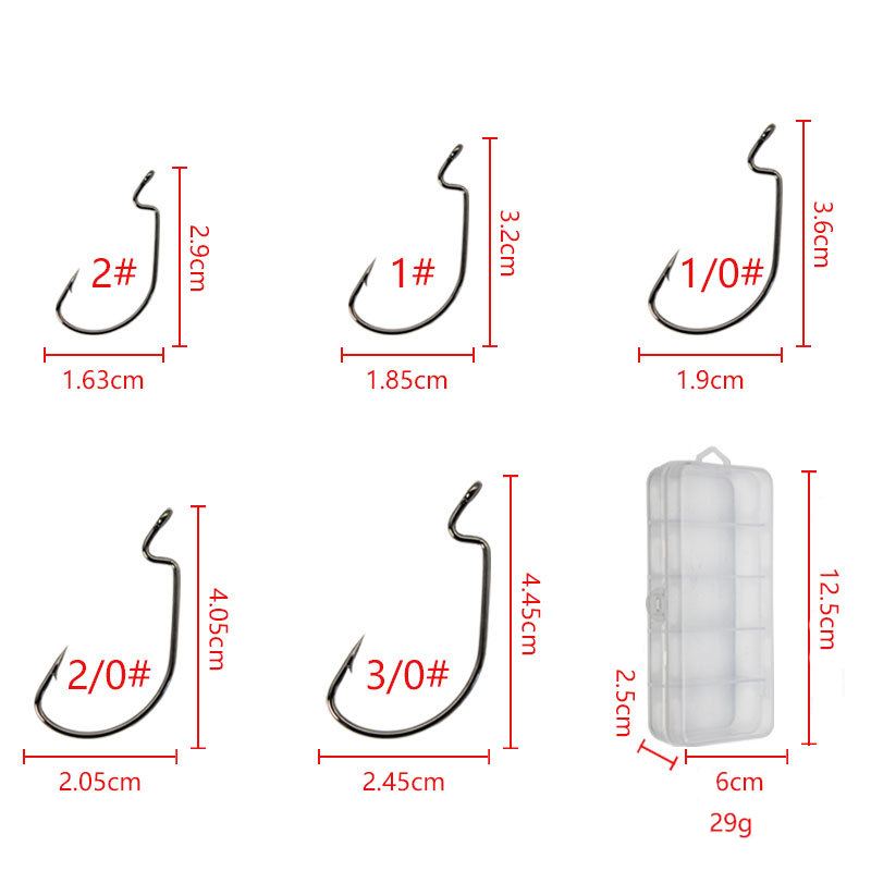 50pcs 와이드 웜 후크 탄소강 오프셋 Fishhoo - Fishing Hook Barbless 리뷰 및 가격