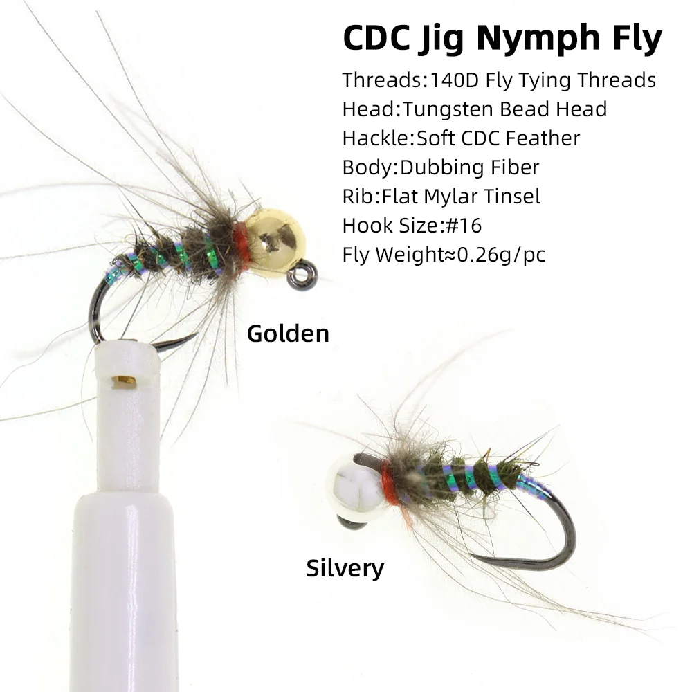 4개 # 16개의 텅스텐 비드헤드 CDC 지그 님프 플 - Fishing Hook Barbless 리뷰 및 가격