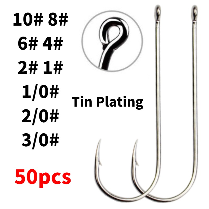 50개입 롱 샹크 바닷물용 원형 훅 – 해양 낚시용 주 - Fishing Hook Circle 리뷰 및 가격